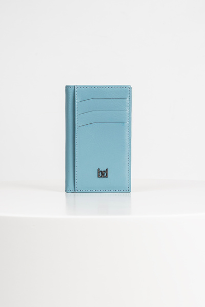 BAYDERİ Tiffy Genuine Leather Vertical Card Holder Wallet Baby Blue