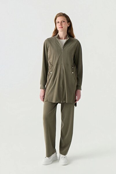 Zühre Zippered Drawstring Minimal Khaki Suit 1939