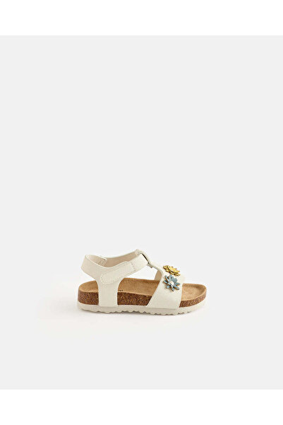 REDTAG Girls White Floral Cork Flat Sandals