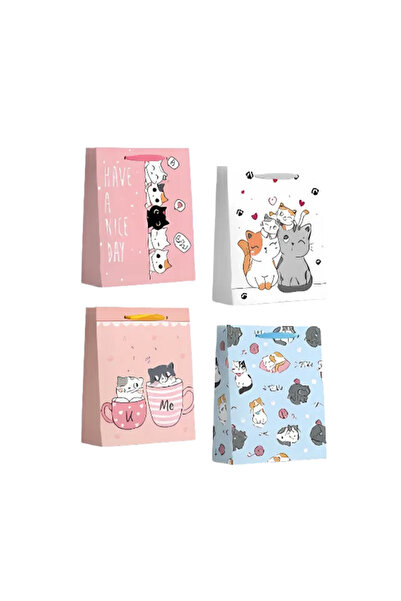 OEM Taška, karton 210 g/m², design s kočkami, 26 x 32 x 10 cm, dárkové tašky ...