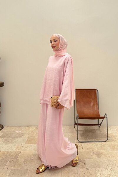 fushya design Rahat Kesim Basic Pantolonlu İkili Takım