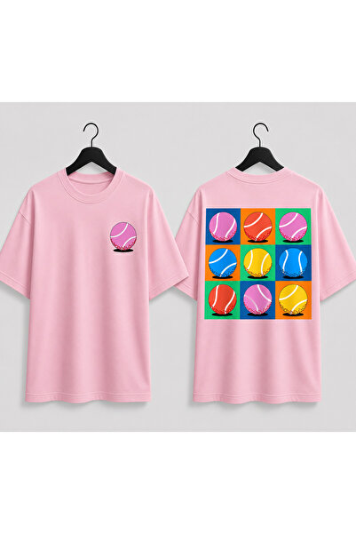 VODEXA Unisex Oversize Tennis Printed T-Shirt 100% Cotton Tennis Themed Comfo...