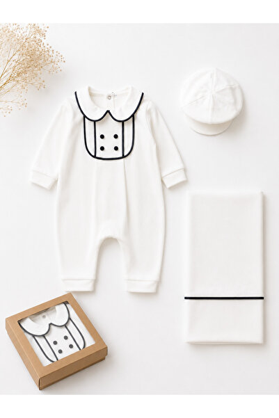 Arinpexa 3-Piece Detailed Baby Boy Overalls / Baby Boy Overall Set / Baby Boy...