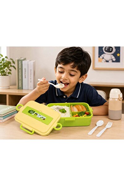 Generic Fresh Plastic Lunch Box with 3 Compartments, 1100ml, Leak-Proof Lock,...