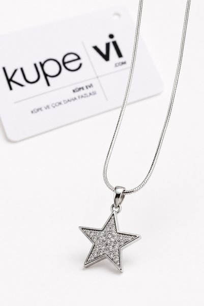 Küpevi Star Figured Zircon Stone Stainless Steel Women's Necklace