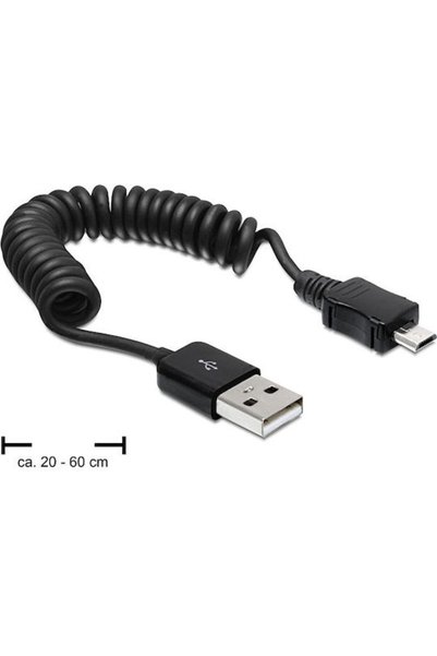 DELOCK 83162 0.6μ Σπιράλ Καλώδιο USB 2.0 σε micro USB (83162)