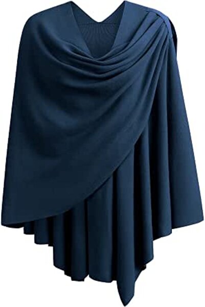 Puli Womens Poncho Shawl Wrap Finely Draped Knitted Cape Cardigan Cross Front...