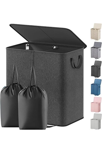 Lifewit Double Laundry Hamper with Lid and Removable Laundry Bags, Large Coll...
