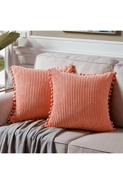 Fancy Homi Pack of 2 Boho Decorative Throw Pillow Covers with Pom-poms, Soft ...