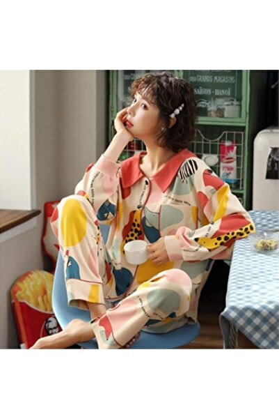 GENERAL Women'S Pajamas Cotton Pajama Set Long Sleeve Top + Pants