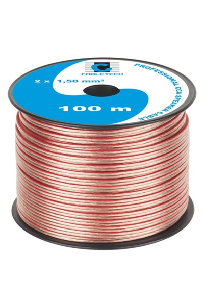 Cabletech Διαφανές Καλώδιο Ηχείων CCA 2 x 1.5 mm², Καρούλι 100 μ.