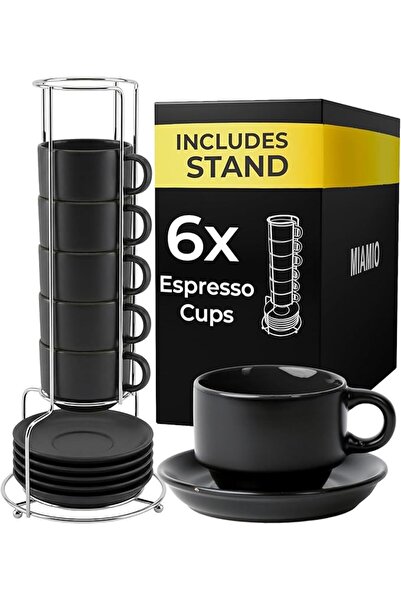 MIAMIO - 6 Espresso Cups (75 ml) - Le Papillon Collection (Blue) | Ceramic es...