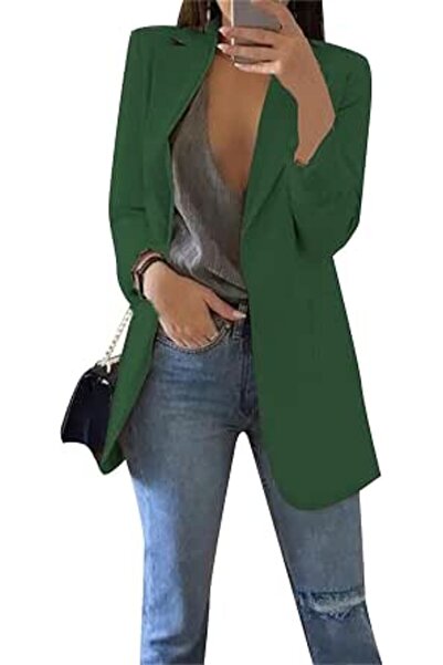 GENERAL OMZIN Women's Elegant Long Sleeve Blazer Jacket Plain Lapel Business ...