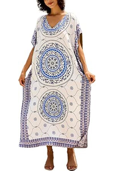 GENERAL Women's Cotton Kaftan Loungewear Boho Homewear Oversized Kimono Maxi ...
