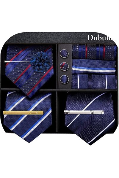 Dubulle Mens Paisely Silk Tie for Men Necktie and Pocket Square Set