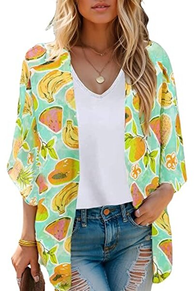 Moss Rose Women's Beach Kimono Coverup Sheer Chiffon Cover Ups, Casual Loose ...