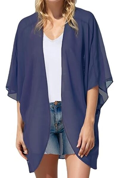 Moss Rose Women's Beach Kimono Coverup Sheer Chiffon Cover Ups, Casual Loose ...