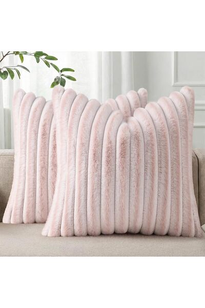 Pallene Faux Fur Plush Throw Pillow Covers 18x18 Set of 2, Luxury Soft Fluffy...