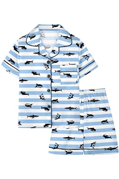 GENERAL Schbbbta Girls Boys Satin Pajamas Set, 2Piece Silk Nightwear Button-D...