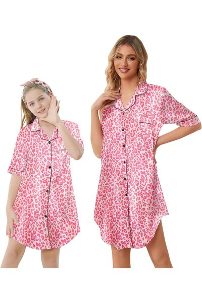 GENERAL Schbbbta Girls Boys Satin Pajamas Set, 2Piece Silk Nightwear Button-D...