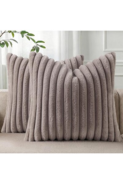 Pallene Faux Fur Plush Throw Pillow Covers 18x18 Set of 2, Luxury Soft Fluffy...
