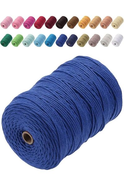 GENERAL Macrame Cord 3mm x 328yards Natural Macrame Cotton Rope Colored Macra...