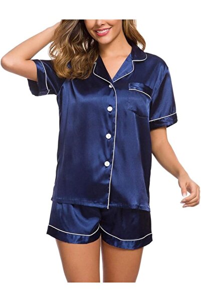 GENERAL Womens Silk Satin Pajamas Pyjamas Set Long Sleeve Sleepwear Pijama Pa...