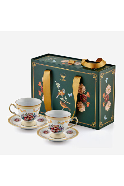 CHIARA ALESSI Flores Floral Cream Porcelain Coffee Cup Set 100 ml