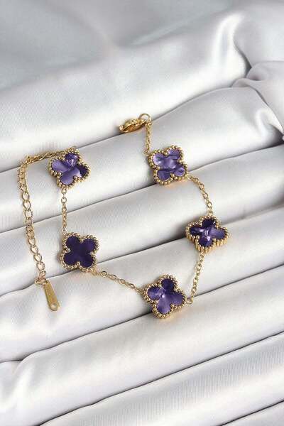 Inure Jewelry سوار نسائي من الفولاذ 316L بلون أرجواني ذهبي اللون