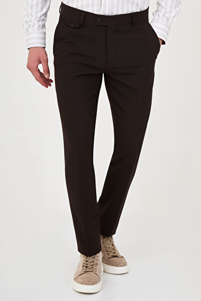 Mcr Straight Super Slim Fit Men's Trousers Dark Brown - 38383.26Y