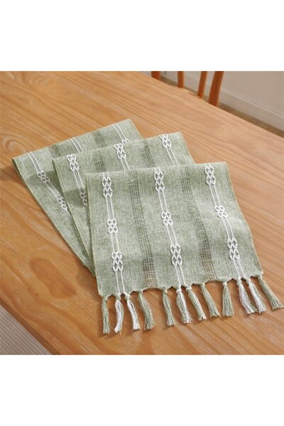 Generic Brand Table runner, bohemian style, cream, country style, tassels, wa...