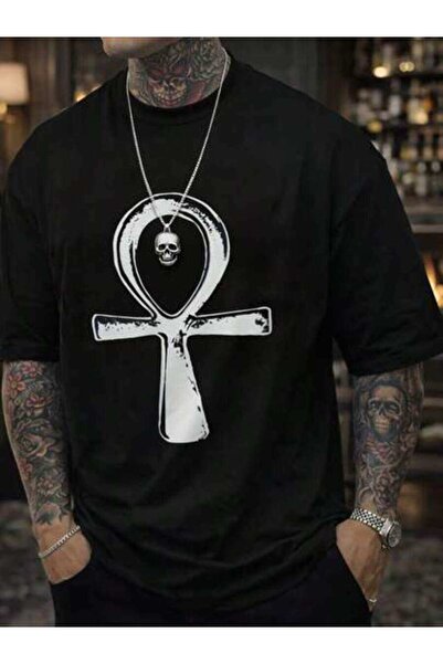 4CR Men's Ankh Symbol T-Shirt - Egyptian Print Casual Shirt Loose Fit,Men Vac...