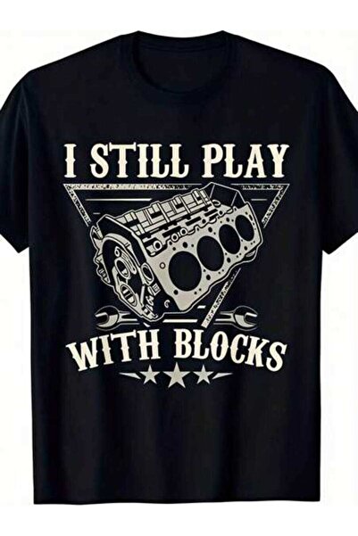 k222 ملابس صيفية للرجال، تي شيرت برسومات I Still Play With Blocks Engine Grap...