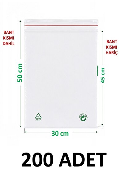 MTKardeşler 30X45+5 cm Transparent Green Recyclable Adhesive Nylon Bag 30X50 ...