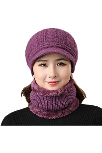 GENERAL Womens Winter Beanie Hat Scarf,Fleece Lining Warm Knitted Slouchy Bea...