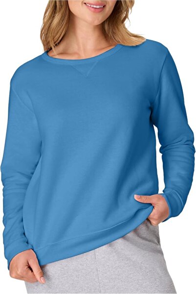 HANES womens Women's Ecosmart V-notch Crewneck Sweatshirt, Fleece Pullover Sw...
