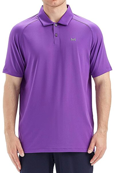 M MAELREG Men's Golf Polo Shirts Short Sleeve Striped Performance Moisture Wi...