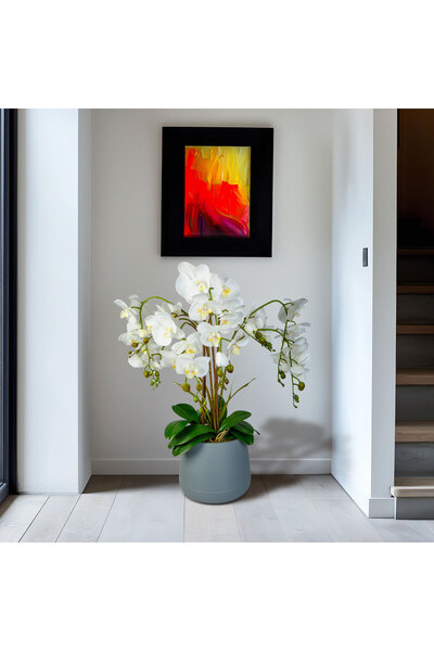Alista Home Plantă artificială de orhidee albă de 83 cm, decor realist premiu...