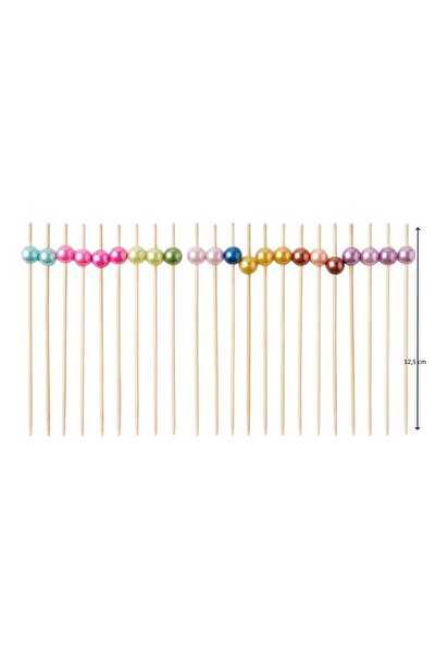 Pastaland Colorful Pearlized Bamboo Cocktail and Canape Presentation Toothpic...