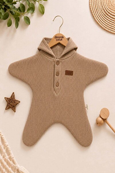 dinamik çocuk Star Shaped Baby Romper 0-6 Months Unisex Hooded Waffle Texture...