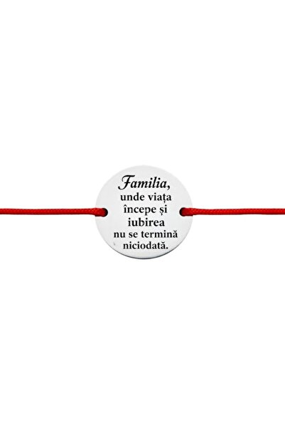 OEM Brățară cu șnur și argint 925 de 15 mm 'Familie, unde viața începe și dra...
