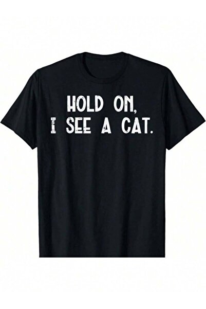 4Car Men' Funny Hold On I See A T-Shirt Cat Lover Graphic Tee With Paws All-S...