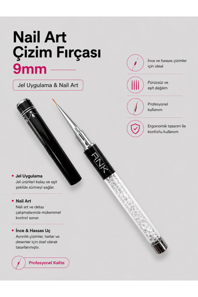 RNK BEAUTY Kalıcı Oje Protez Tırnak Tekli Kıl Çizim Fırçası - Kapaklı No:0 9mm
