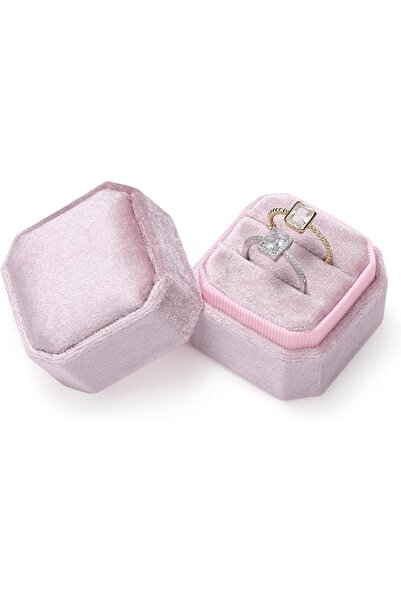 GENERAL Sightor Velvet Ring Box Octagon Jewelry Box Wedding Ring Box 2 Slots ...