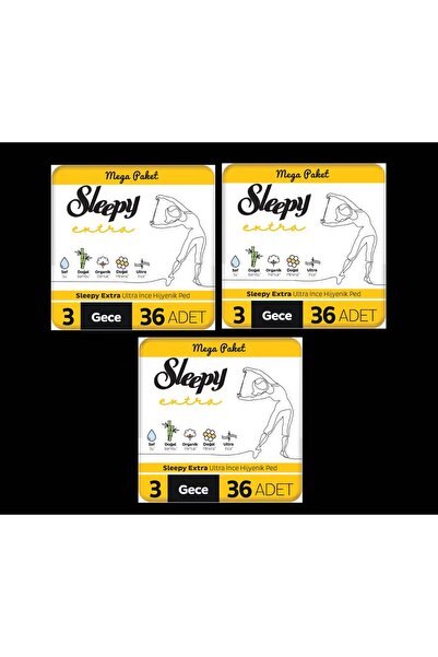 Sleepy Extra Ultra Ince Hijyenik Ped Mega Fırsat Paketi Gece 108 Adet
