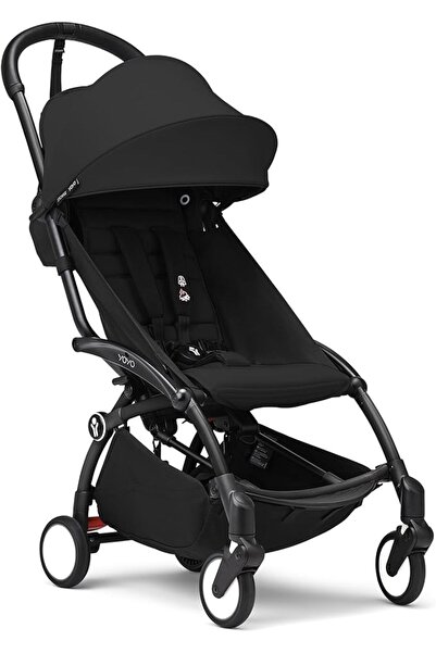 Stokke عربة أطفال YOYO3 من 6 أشهر فصاعداً - تتضمن هيكل أسود/وسادة مقعد حجرية ...