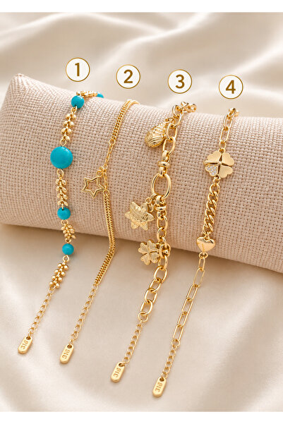 GOSEA 316L Paslanmaz Çelik Gold Charm Bileklik | Kararma Solma Yapmaz Kadın Ş...