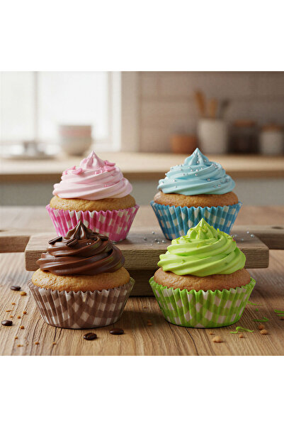 Alista Home Set of 100 muffin paper molds, checkered pattern, 78 mm, for baki...