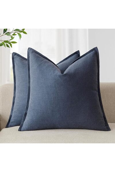 Foindtower Pack of 2, Decorative Linen Soild Throw Pillow Covers Soft Accent ...