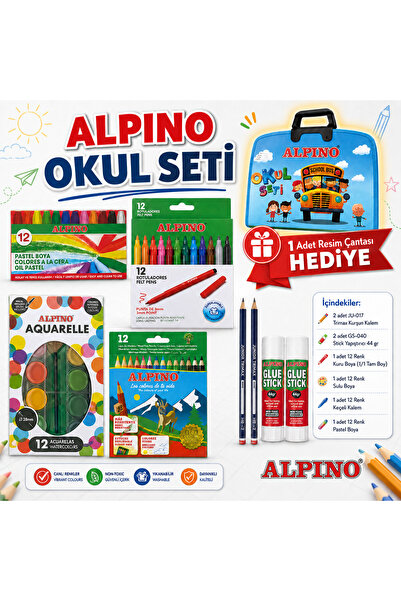 Alpıno OKUL SETİ ( RESİM ÇANTASI HEDİYELİ )